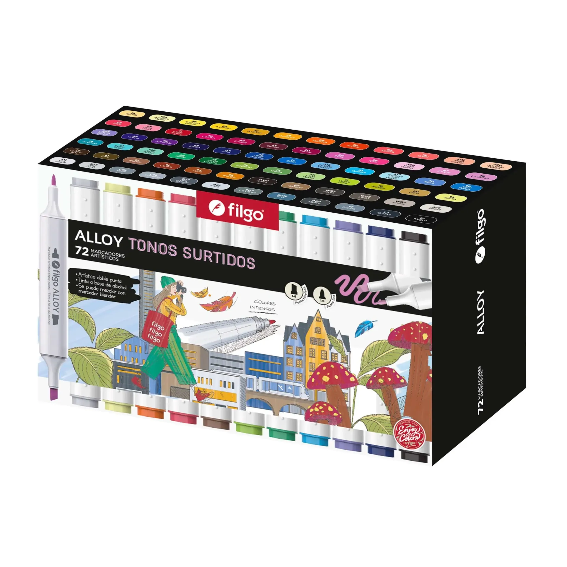 🔵Marcadores artísticos Alloy doble punta x72