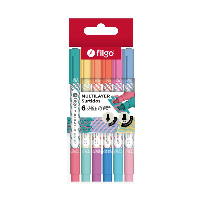 🔵Resaltador creativo doble punta multilayer Filgo x6
