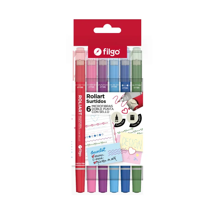 🔵Microfibras doble punta con sello roliart x6