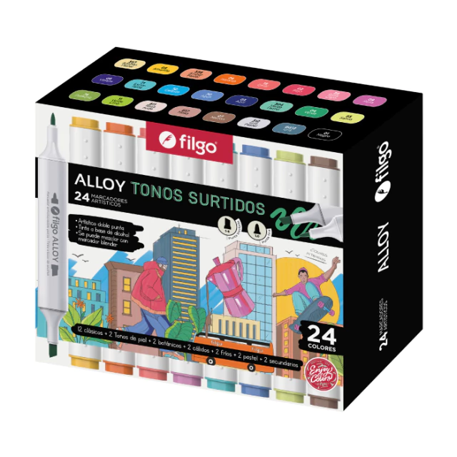 🔵Marcadores artísticos Alloy doble punta x24