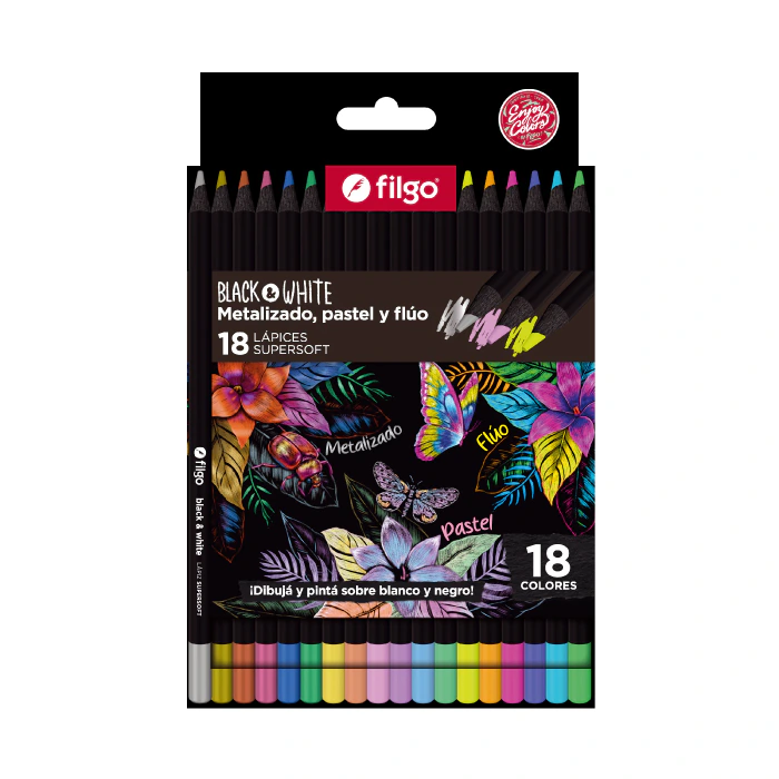 🔵Lápices de colores Black & White x18 unidades