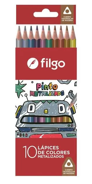 🔵Lápices de colores Pinto x10 metalizados
