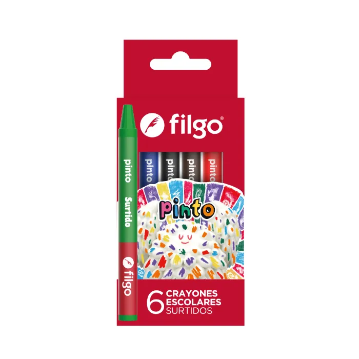 🔵Crayones de cera Pinto surtidos x6