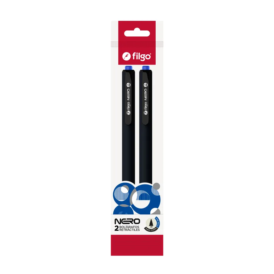 🔵Bolígrafos retráctiles Nero 1.0 mm azules x2 unidades