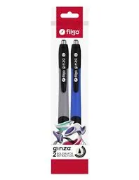 🔵Bolígrafos retráctiles Ginza negros x2 unidades