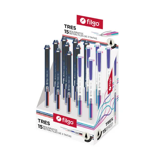 🔵Bolígrafo retráctil tricolor x1