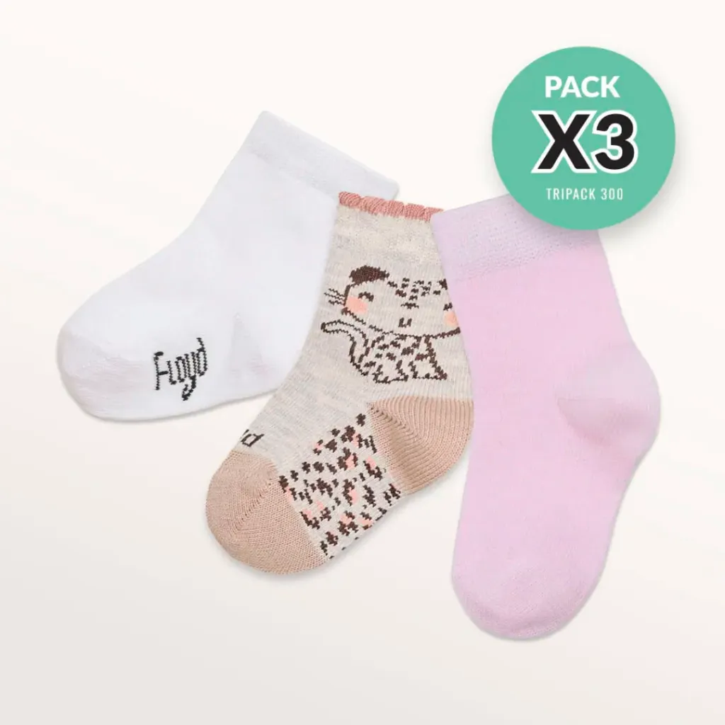 Pacxk x3 medias surtidas bebés T0 liso/estampado Floyd