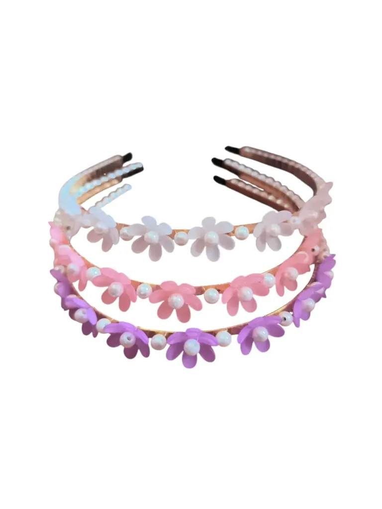 Vincha perlada con flores