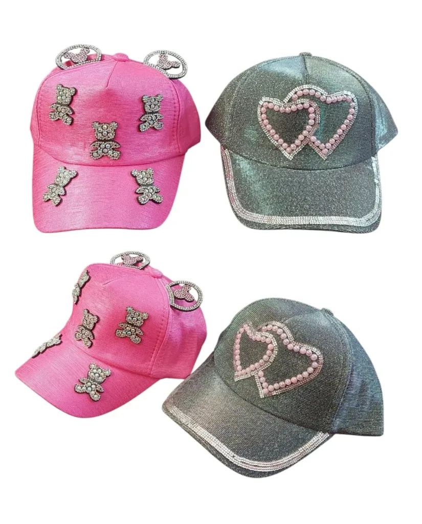 Gorra curva con glitter y perlitas
