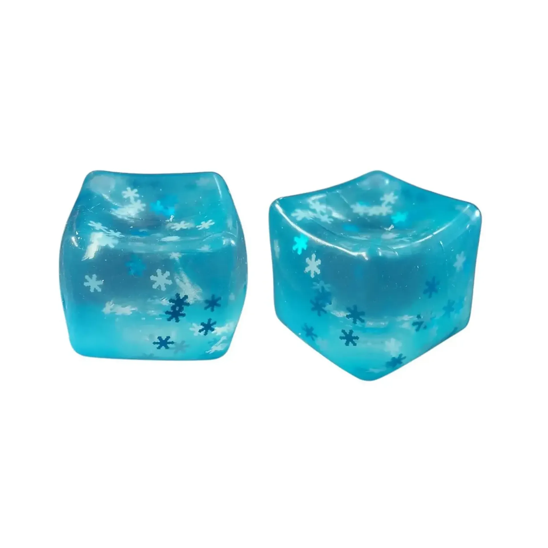Squishy cubo de hielo con brillos y copitos de nieve