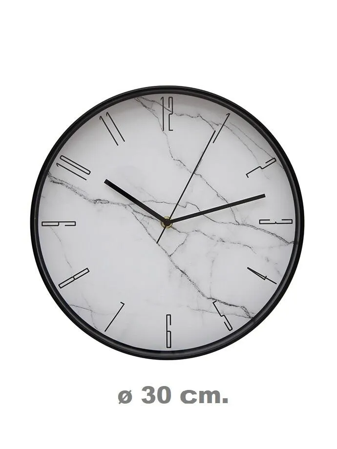 Reloj de pared redondo negro 30cm