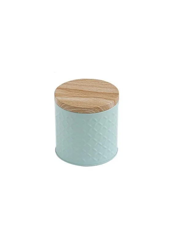 Lata cilíndrica texturada tapa madera VGO