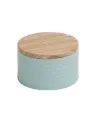 Lata cilíndrica texturada tapa madera VGO