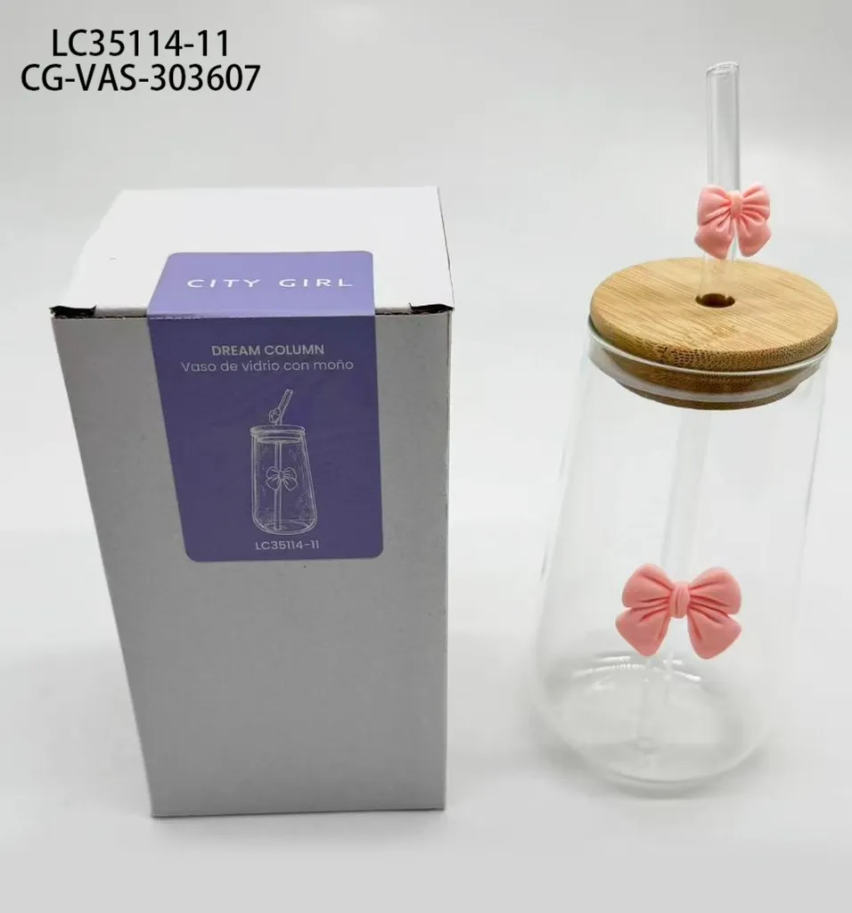 Vaso de vidrio con moño City Girl 450ml