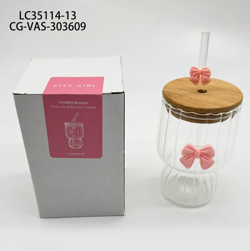 Vaso de vidrio con moños City Girl 400ml