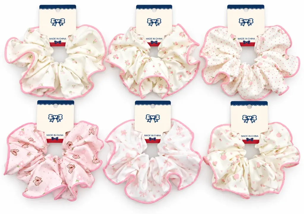 [ART5025] Colita scunzy estampada rosa y blanca