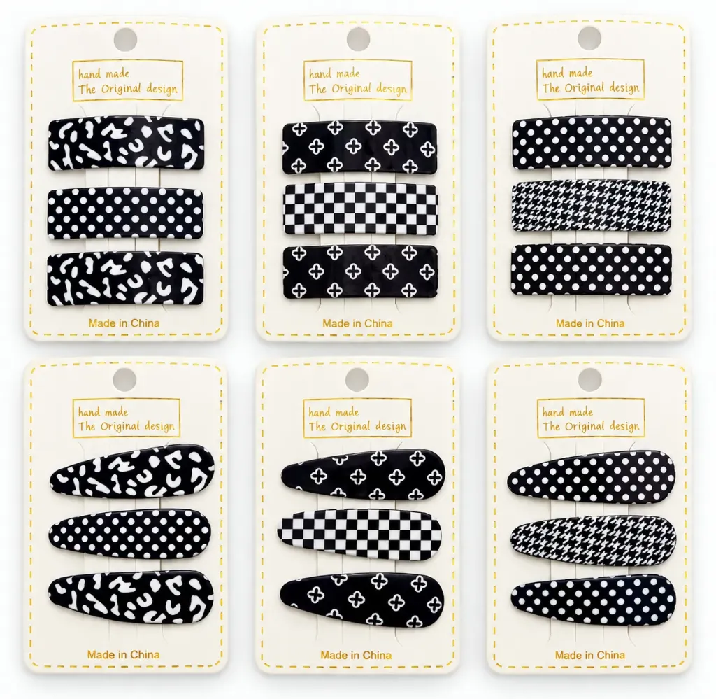 [ART5037] Prensitas tic tac x3 rectangulares blanco y negro