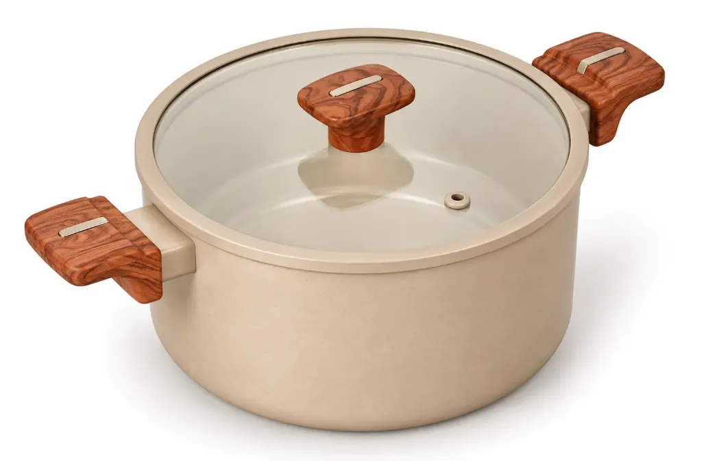 🔵Cacerola 24cm Induccion Antiadherente Carol (Beige)