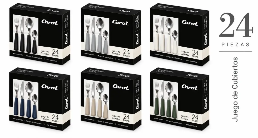 🔵Cubiertos en caja x24 Carol