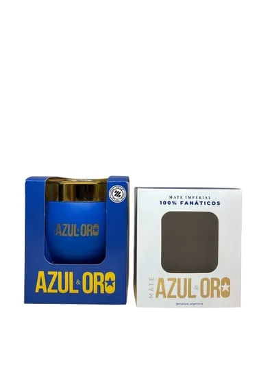 Mate imperial con packaging azul y oro/millo