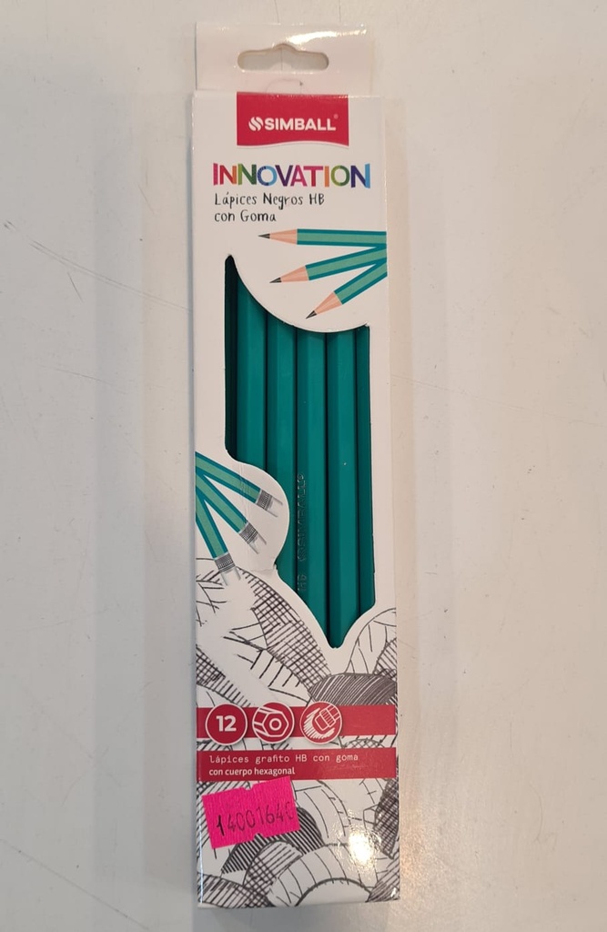🔵Lapiz Negro Simball Innovation con Goma x12