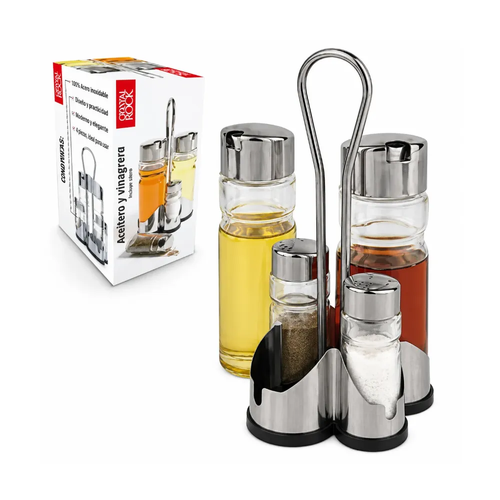 Set aceitera y vinagre de vidrio x4