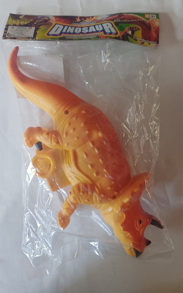 SUPER DINOSAURIO TRICERATOPS Y REX  C/ RUEDAS A CUERDA