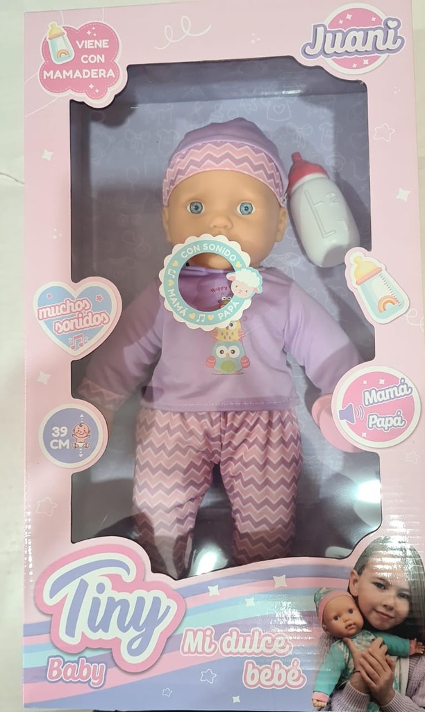 BEBOTE TINY CON MAMADERA Y SONIDO 39CM