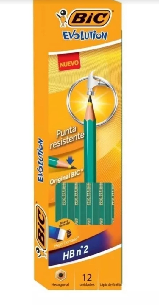 🔴Lapiz Bic Negro Evolution x12