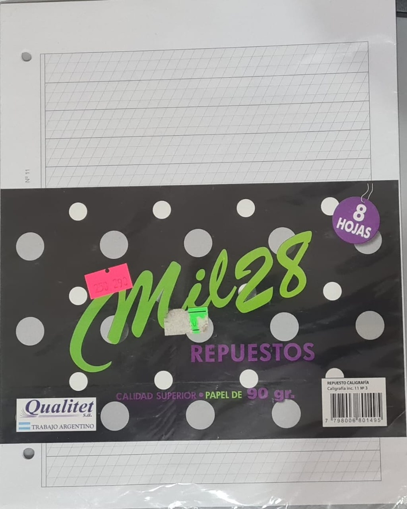 Repuesto Caligrafia Mil28 8 Hojas