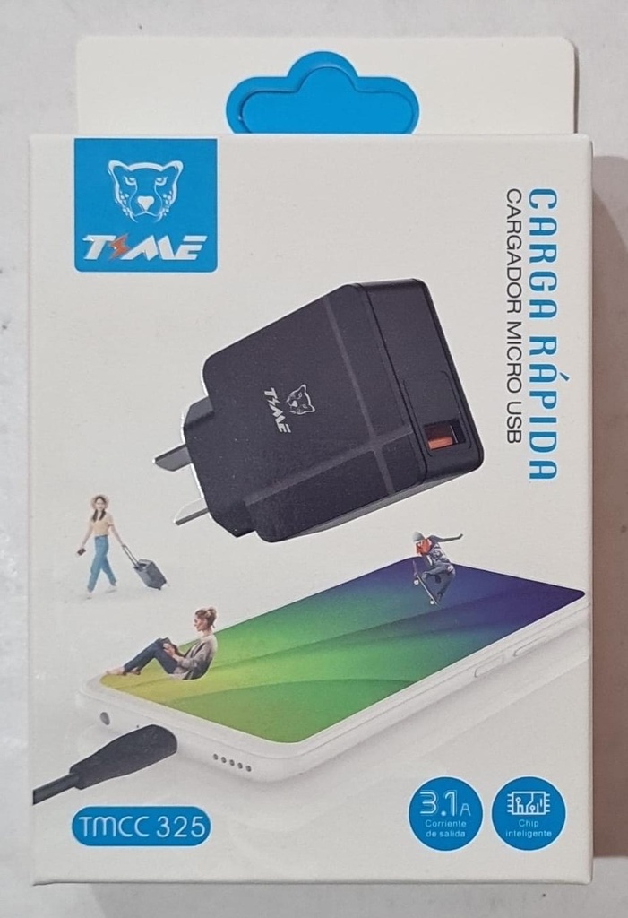 CARGADOR V8 TIME 3.1A 1USB CABLE DESMONTABLE