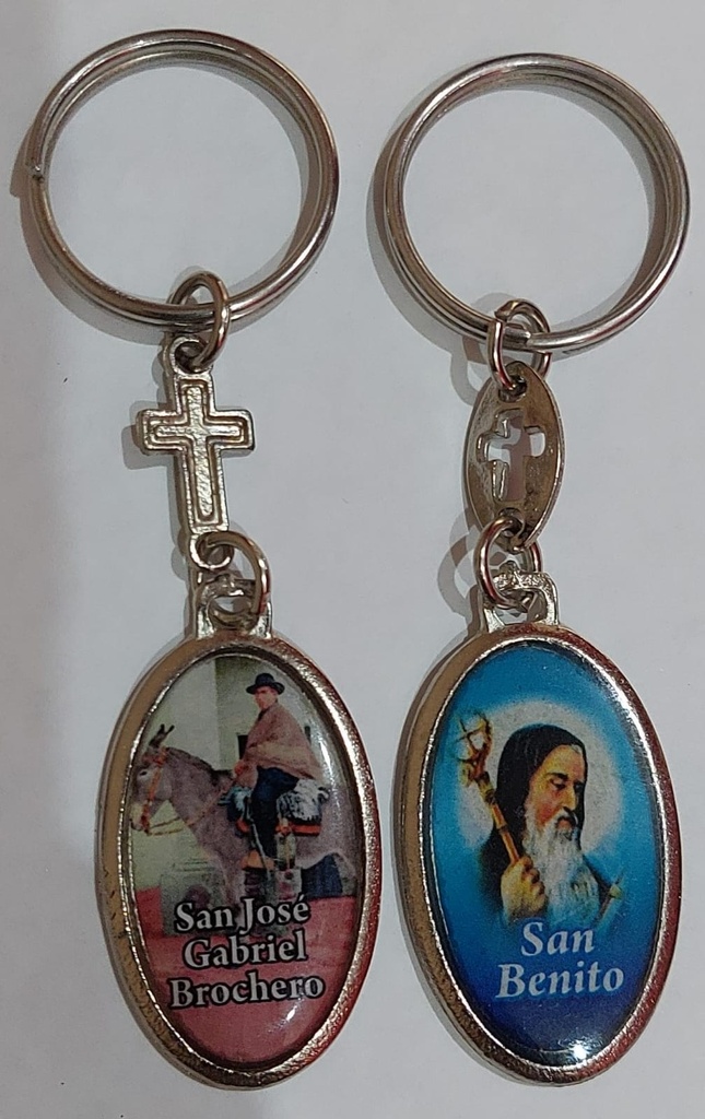 [ART1593] LLAVERO OVALO IMAGEN DOBLE BROCHERO/MINA CLAVERO