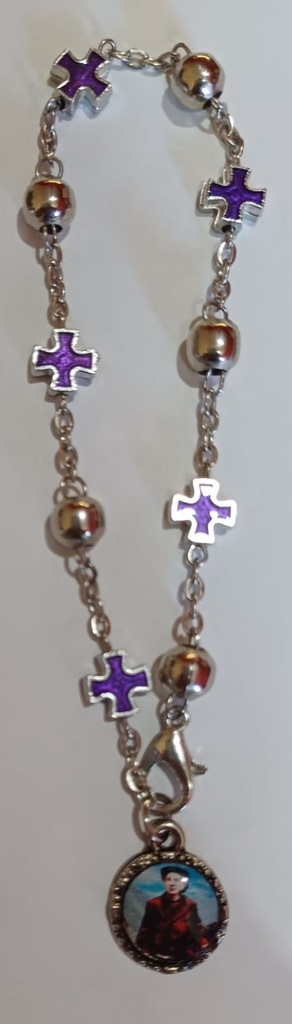 [ART1721] Pulsera c/ Cruces y Bolitas Aceradas Cura Brochero
