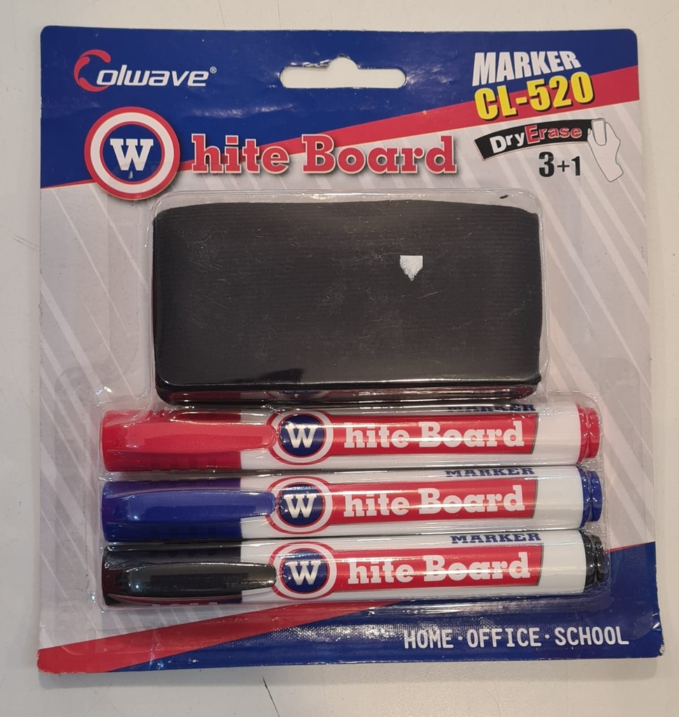 🔵Fibrones Para Pizarra en Blister x3 + Borrador (1)