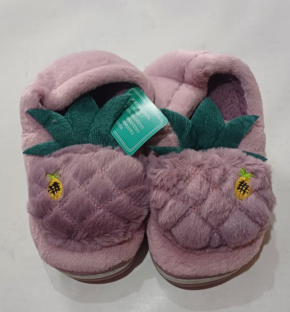 [ART2068] Pantuflas cerradas peluditas c/ananás niño  - Talle 26-31
