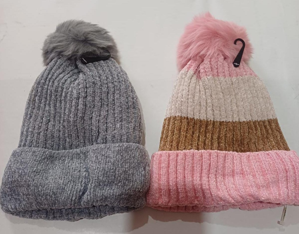 Gorro dama pompón chenille