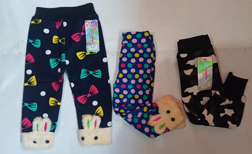 Calza térmica estampada con puño/conejitos